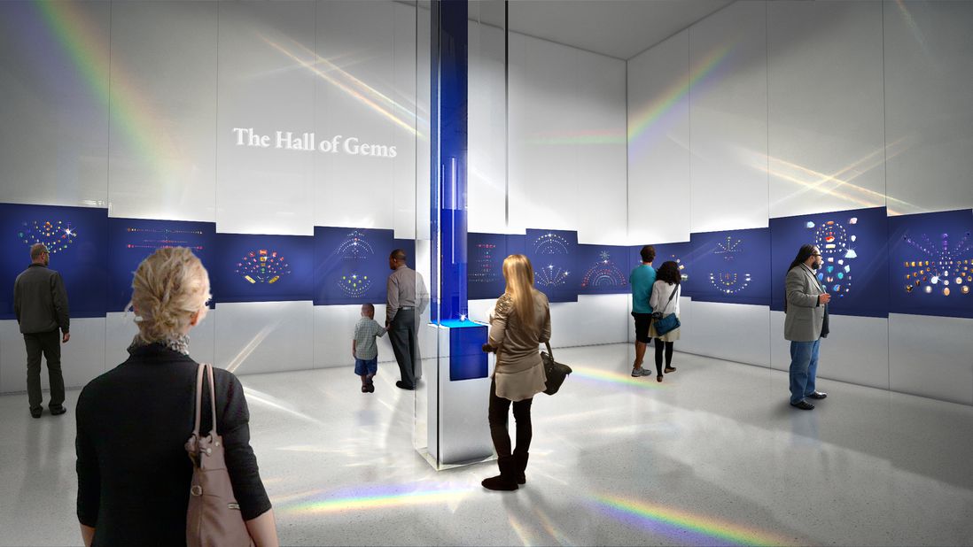 This conceptual rendering shows the gem gallery in the new Allison and Roberto Mignone Halls of Gems and Minerals. (Courtesy of Ralph Appelbaum Associates)<br/>
